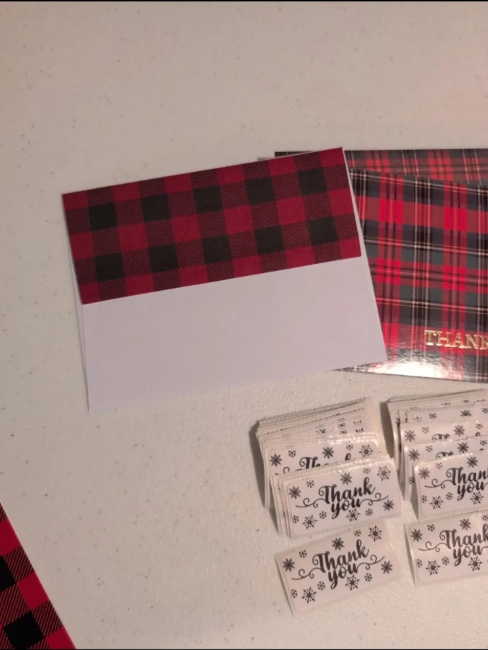 Pair of Christmas And Winter Thank You Cards And Stickers